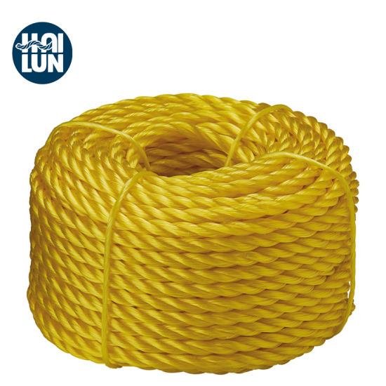 3 Strands Yellow PE Boat Rope in Roll or Coil