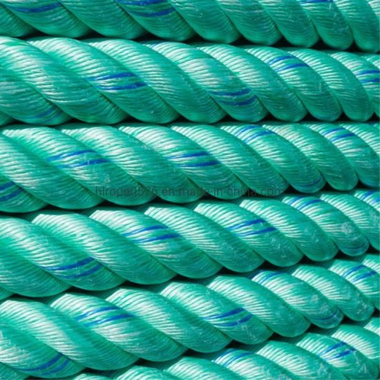Blue or Green Color 3 Strand Twisted PP/PE Rope for Fishing Marine
